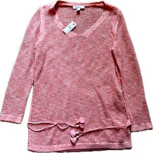 NWT TALBOTS Pima Cotton Open Weave Summer Sweater Beachy Coastal Coral Sz XS